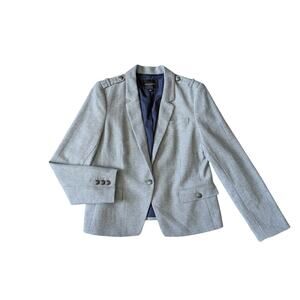 Banana Republic Military Blazer Womens 14 Gray Wool Heritage Career Work Preppy